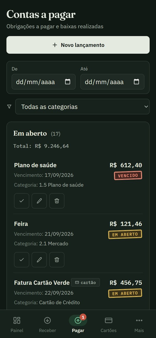 Contas a pagar no celular, com a conta vencida marcada em vermelho